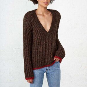 La Ligne Fuzzy Wuzzy V-Neck Sweater size S NWT
